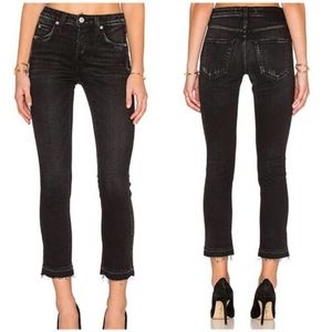AMO Babe Distressed Straight Leg Jeans in Rascal Wash
